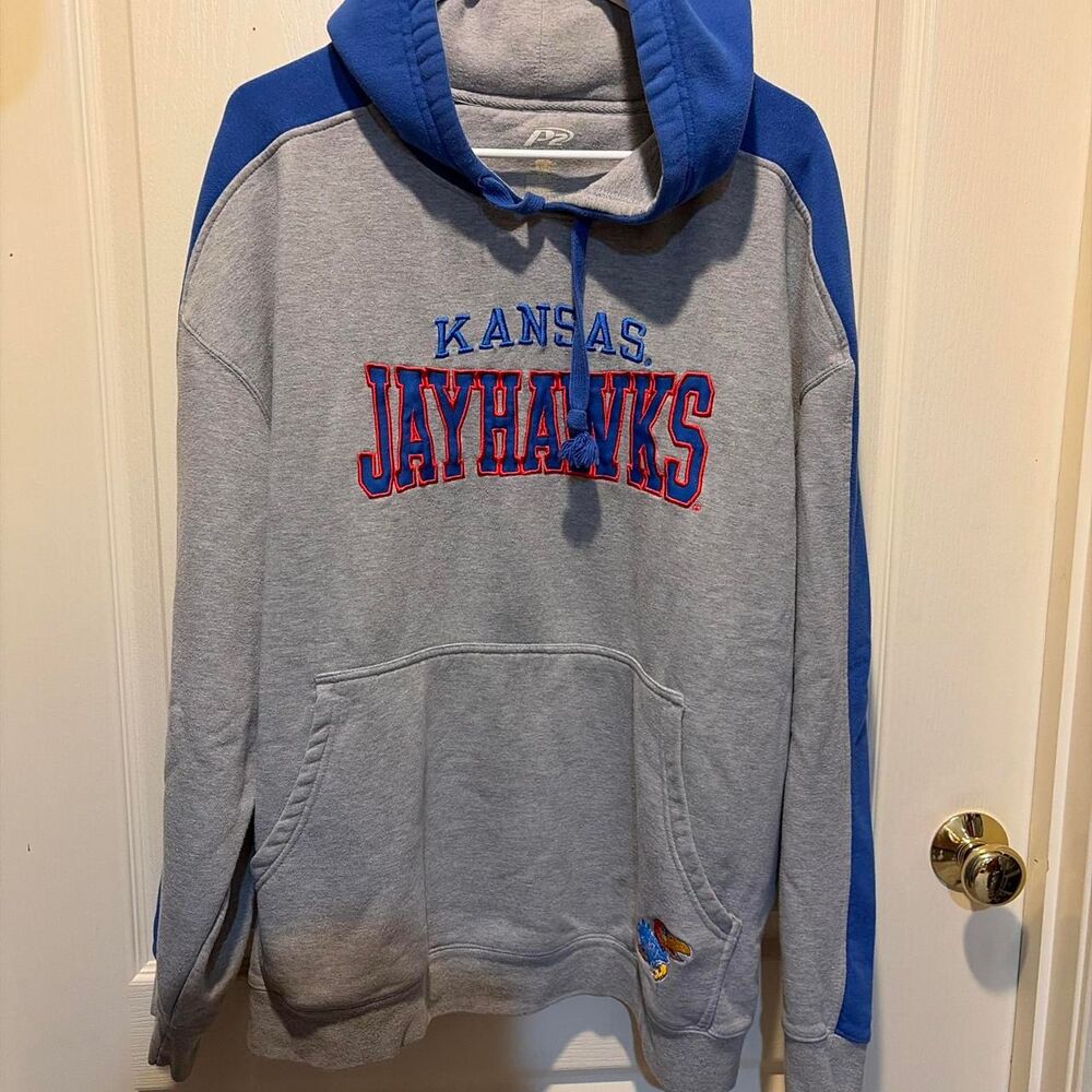 Unbranded Men's Grey and Blue Hoodie